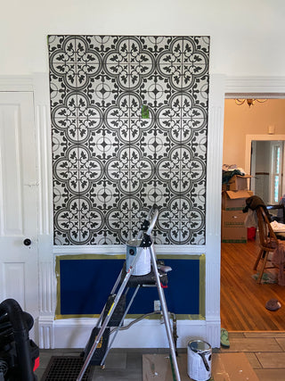 Decorative cement tile backsplash