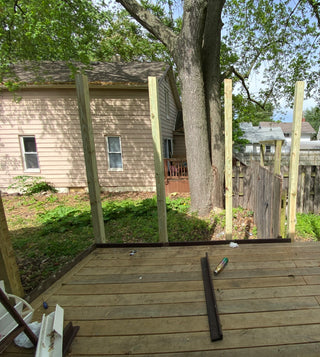 Grand millennial decor deck outdoor living makeover old house bungalow remodel diy on a budget whimsical cottage core outdoor dining traditional gardening style trellis Ehlers Danlos pink pastel decor