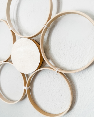 Handmade bamboo daisy trellis for indoor plants 3 sizes whimsical cottage core decorative plant accessories indoor vines climbing wood trellis circle decor minimal eclectic witchy graphic floral sustainable bamboo small business unique plant gifts for indoor gardening trailing plant ideas living statement wall dopamine decor daises minimal decor large affordable art Curved leaf