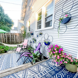 Grand millennial decor deck outdoor living makeover old house bungalow remodel diy on a budget whimsical cottage core outdoor dining traditional gardening style trellis Ehlers Danlos pink pastel decor