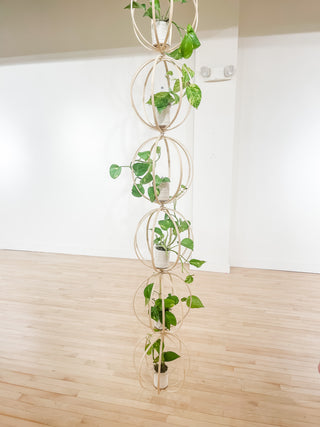 Handmade bamboo circle trellis for indoor plants pothos vine natural boho decor With Upcycled wall hanging planter
