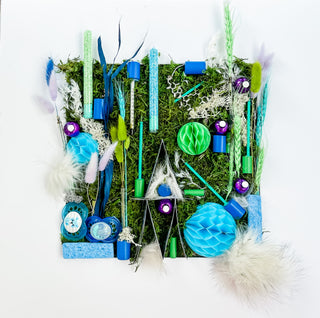 Custom Dried Floral Framed Memory Terrarium colorful dried floral art