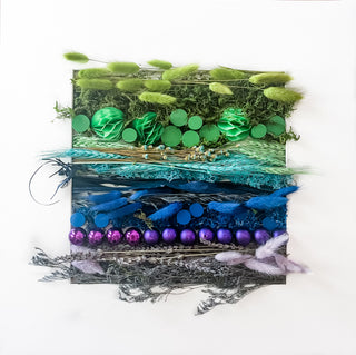 Custom Striped Junk Drawer Memory Terrarium dried floral art home decor