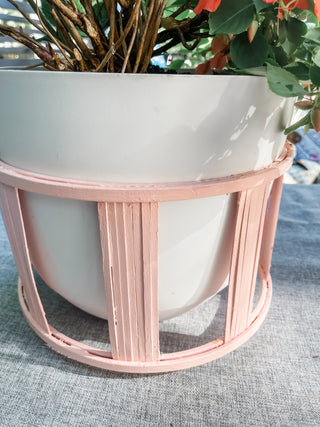 Glossy blush pink plant cuff for large plants girly decor grand millennial plant decor handmade unique plant accessories 
