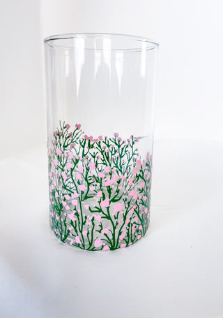 Pink rhododendron hand-painted glass vase pink and green whimsical cottage core flower vase or terrarium kit diy gifts for indoor gardening pink decor glass planter