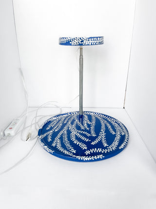 Bridgerton regency blue botanical fern design abstract nature painting hand painted small business sustainable plant light led desk lamp lighting Disney coquette traditional decor indoor gardening houseplant unique plant lover chinoiserie blue and white ceramics 
