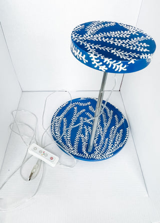 Bridgerton regency blue botanical fern design abstract nature painting hand painted small business sustainable plant light led desk lamp lighting Disney coquette traditional decor indoor gardening houseplant unique plant lover chinoiserie blue and white ceramics 