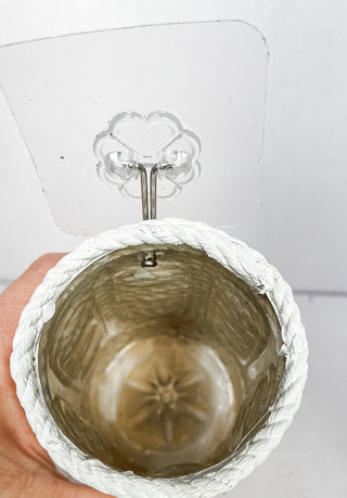 Minimal Upcycled Hanging Planter with Hook recycled plastic cotton cord and sticky hook for walls cat proof protect pets wall planter trailing plants minimal mcm mid-century decor planters wall planter unique small planter eco friendly sustainable  Handmade small business neutral boho scandi decor minimalist minimalism ready to gift for plant lovers indoor gardening
