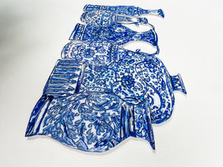 Chinoiserie Ceramics Grouping Print- Hand-Painted & Shadow-Mounted