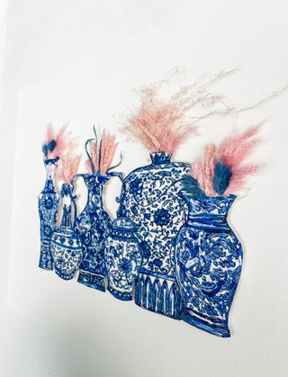 Foyer Fever Dreams Print with Dried Floral and Hand-Painted Accents- Grouping