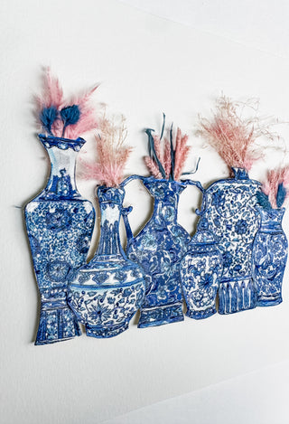 Foyer Fever Dreams Print with Dried Floral and Hand-Painted Accents- Grouping