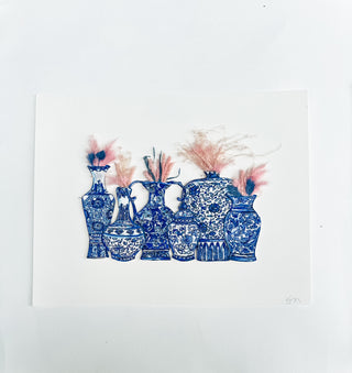 Foyer Fever Dreams Print with Dried Floral and Hand-Painted Accents- Grouping