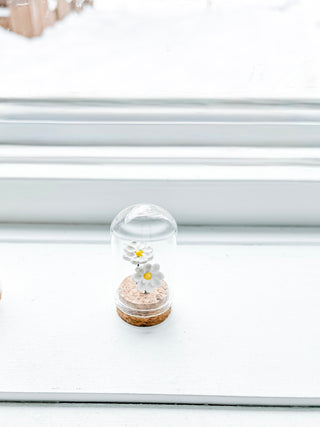 Spring in a Jar- Miniature Handmade Clay Flowers in Glass Cloche