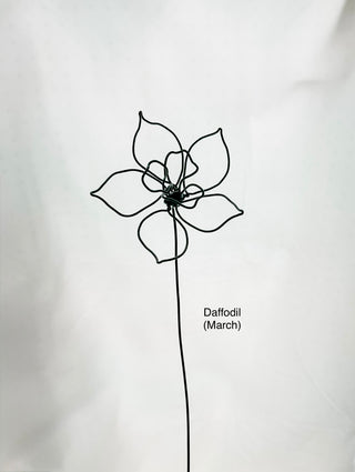 daffodil daffodils daffodil flower stem wire metal floral flowers wedding faux plants leaves persevered wedding bouquet forver flowers unique gifts for moms and flower lovers birth month gifts handmade small business curved leaf custom fake wedding  march Pisces zodiac gifts minimalist dopamine decor made in America tabletop tablescape ideas houseplants leaves leaf decorations dried floral aluminum steel cute pretty flowers custom colors one-of-a-kind affordable fake flowers artificial fall