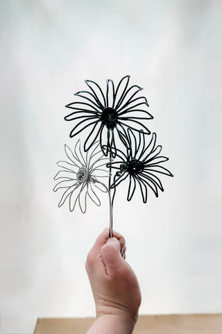 aster Daisy asters flower stem wire metal floral flowers wedding faux plants leaves persevered wedding bouquet forever flowers unique gifts for moms and flower lovers birth month gifts handmade small business curved leaf custom fake wedding  September Virgo zodiac gifts minimalist dopamine decor made in America tabletop tablescape ideas houseplants leaves leaf decorations dried floral aluminum steel cute pretty flowers custom colors one-of-a-kind affordable fake flowers artificial