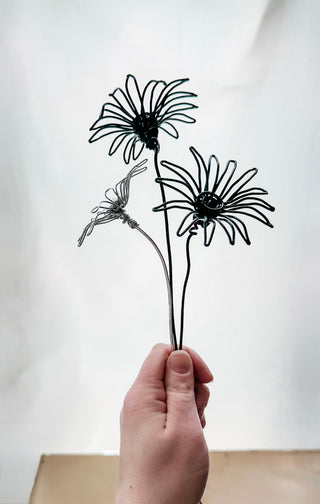 aster Daisy asters flower stem wire metal floral flowers wedding faux plants leaves persevered wedding bouquet forever flowers unique gifts for moms and flower lovers birth month gifts handmade small business curved leaf custom fake wedding  September Virgo zodiac gifts minimalist dopamine decor made in America tabletop tablescape ideas houseplants leaves leaf decorations dried floral aluminum steel cute pretty flowers custom colors one-of-a-kind affordable fake flowers artificial