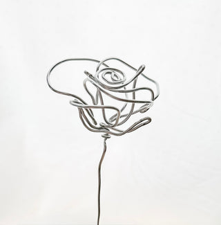 rose roses rosebud flower stem wire metal floral flowers wedding faux plants leaves persevered wedding bouquet forver flowers unique gifts for moms and flower lovers birth month June gifts handmade small business curved leaf custom fake wedding Gemini mid century whimsical modern minimalist dopamine decor made in America tabletop tablescape ideas houseplants leaves leaf decorations dried floral aluminum steel cute pretty flowers custom colors one-of-a-kind affordable fake flowers artificial
