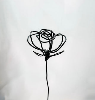 rose roses rosebud flower stem wire metal floral flowers wedding faux plants leaves persevered wedding bouquet forver flowers unique gifts for moms and flower lovers birth month June gifts handmade small business curved leaf custom fake wedding Gemini mid century whimsical modern minimalist dopamine decor made in America tabletop tablescape ideas houseplants leaves leaf decorations dried floral aluminum steel cute pretty flowers custom colors one-of-a-kind affordable fake flowers artificial