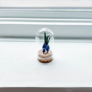 Spring in a Jar- Miniature Handmade Clay Flowers in Glass Cloche