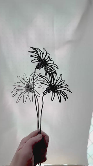 aster Daisy asters flower stem wire metal floral flowers wedding faux plants leaves persevered wedding bouquet forever flowers unique gifts for moms and flower lovers birth month gifts handmade small business curved leaf custom fake wedding  September Virgo zodiac gifts minimalist dopamine decor made in America tabletop tablescape ideas houseplants leaves leaf decorations dried floral aluminum steel cute pretty flowers custom colors one-of-a-kind affordable fake flowers artificial