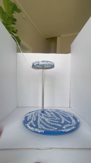 Bridgerton regency blue botanical fern design abstract nature painting hand painted small business sustainable plant light led desk lamp lighting Disney coquette traditional decor indoor gardening houseplant unique plant lover chinoiserie blue and white ceramics 