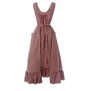 Long Ruffle Trim Apron with Pockets