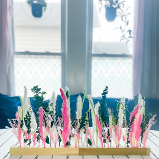 Whimsical Pink and Green Dried Floral Display